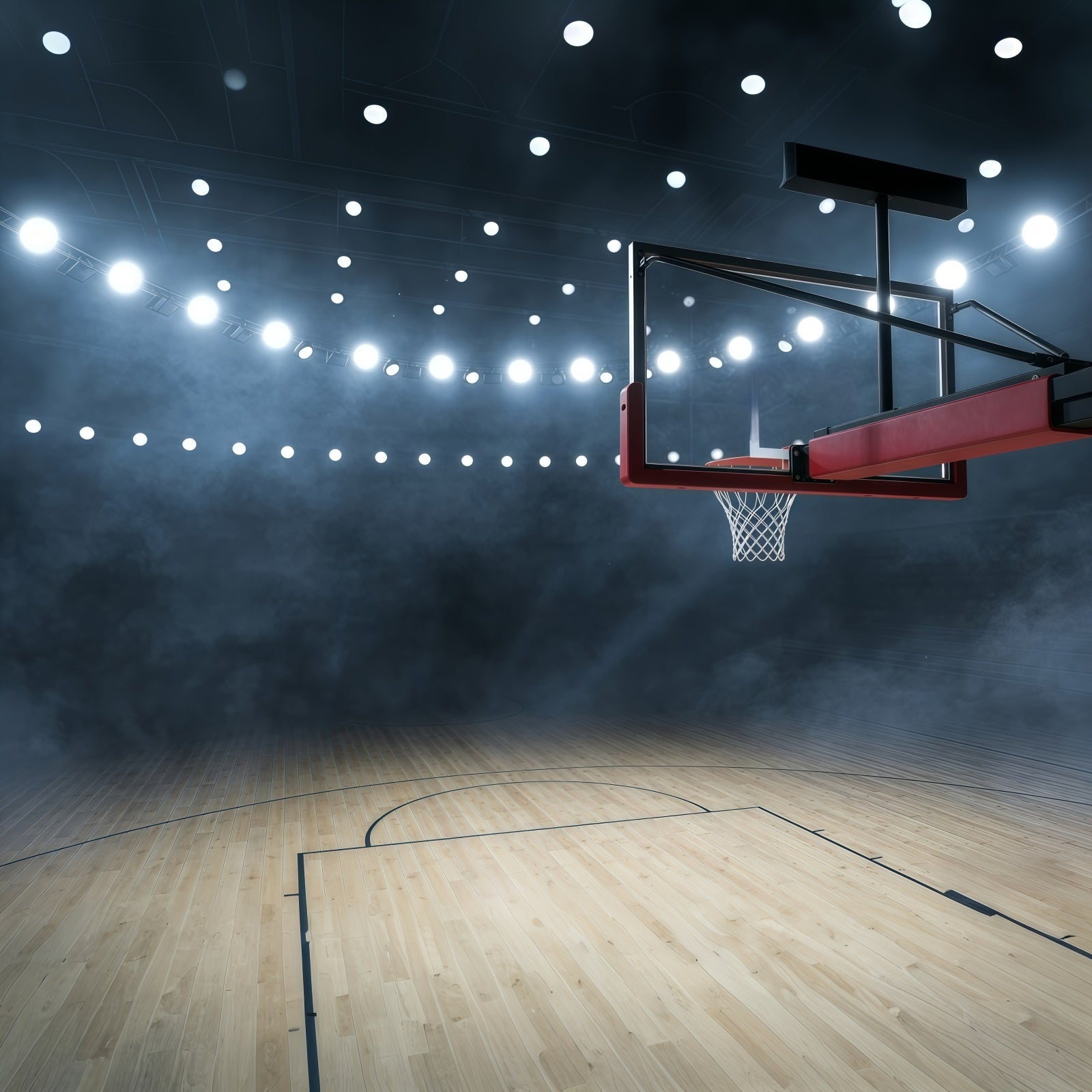Fond Photo Basketball Terrain Panier Lumières Arène GQ61-84