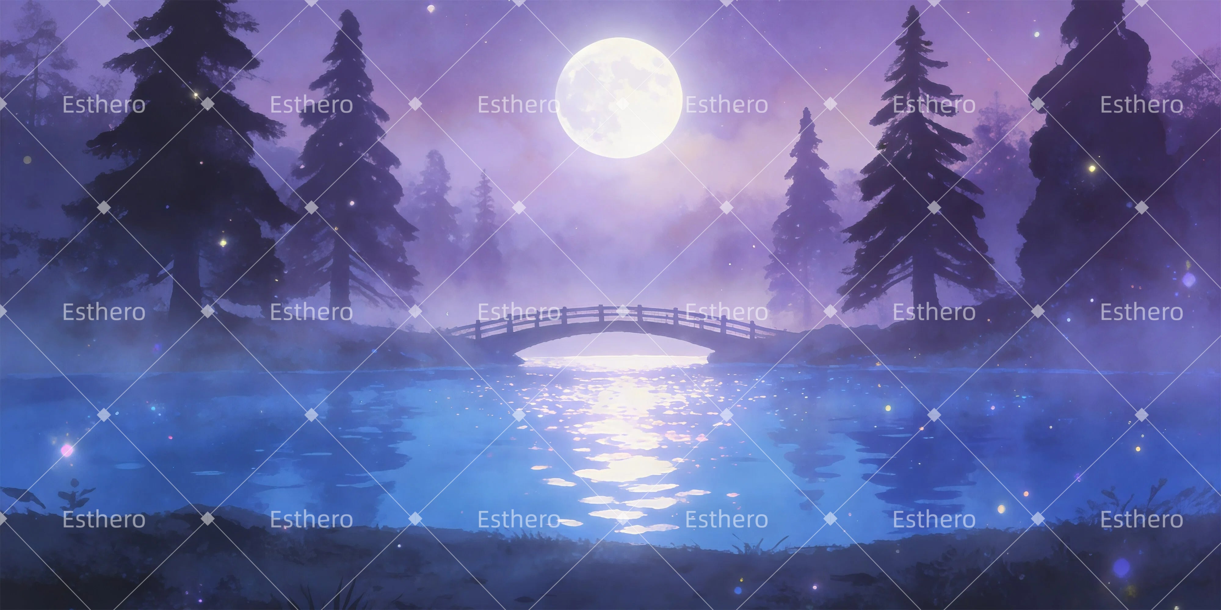 Fond de Scène Romance Au Bord Du Lac GQ61-T16