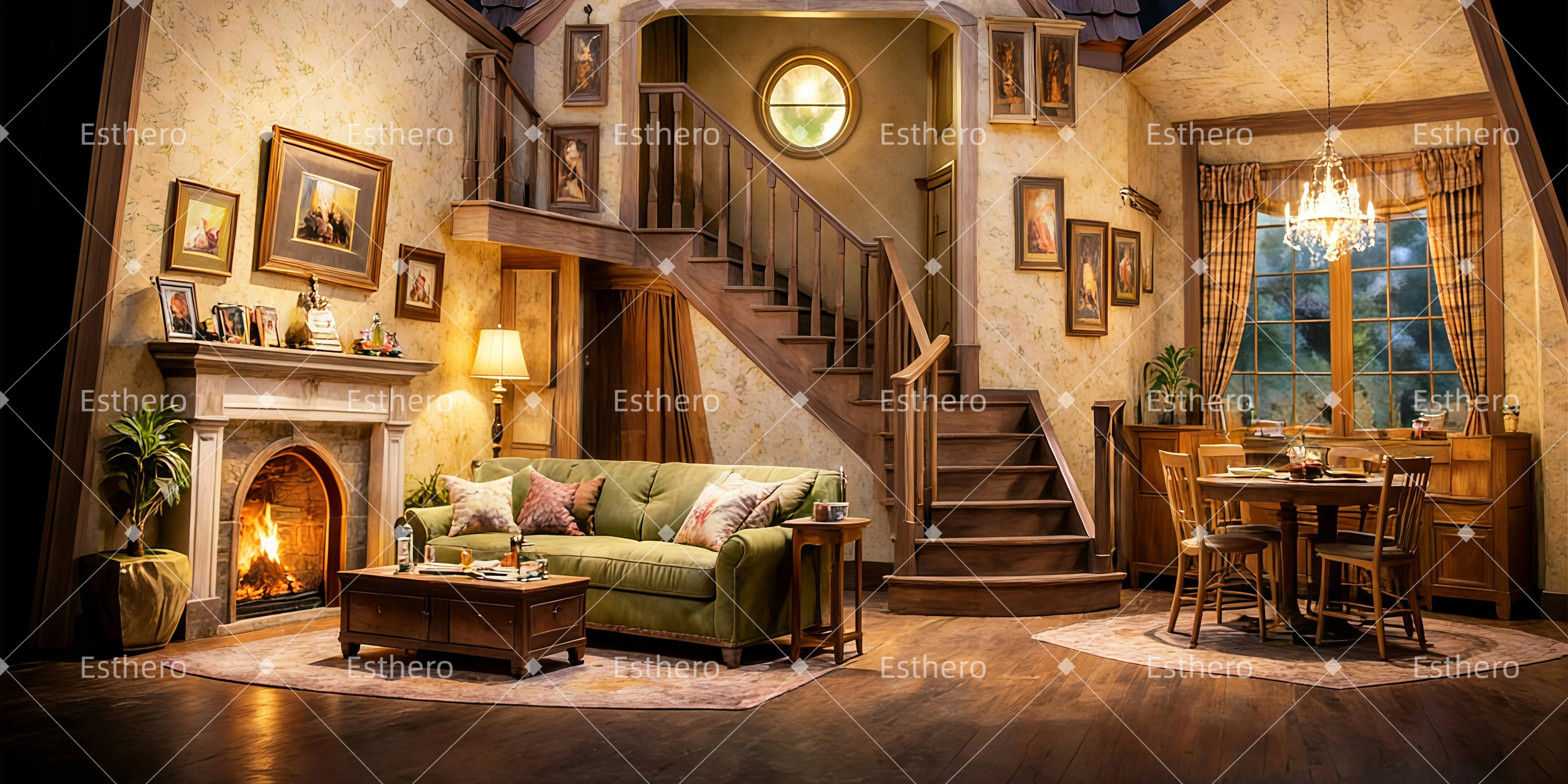 Fond de Scene Salon Chaleureux GQ61-T2