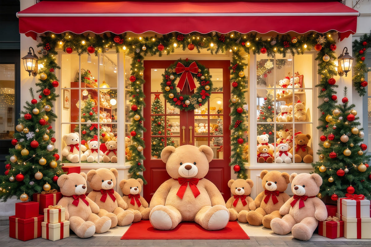 Fond Boutique De Noël Vitrine Ours En Peluche GQ610-101