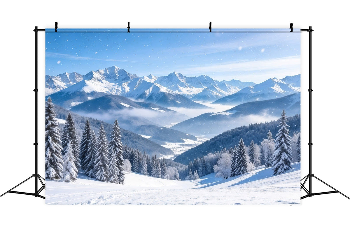 Fond De Noël Paysage Hivernal Chaîne Montagnes Alpines Enneigées GQ610-108