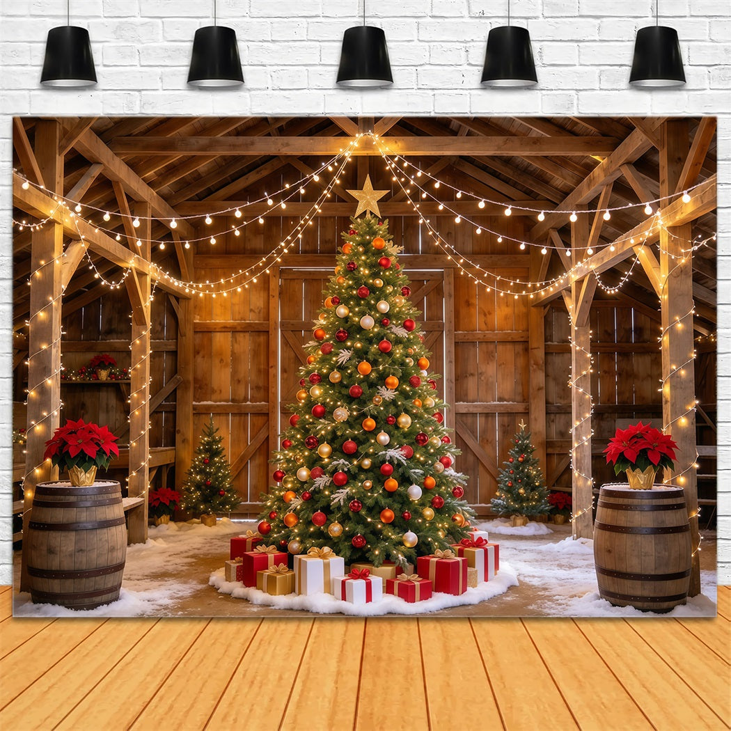 Fond Photo De Noël Grange Rustique Présentoir Sapin GQ610-109