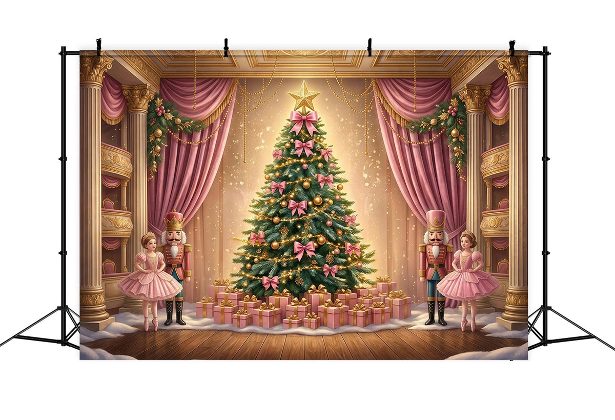 Fond Photo Casse-Noisette Nœud Rose Scène Ballet GQ610-113