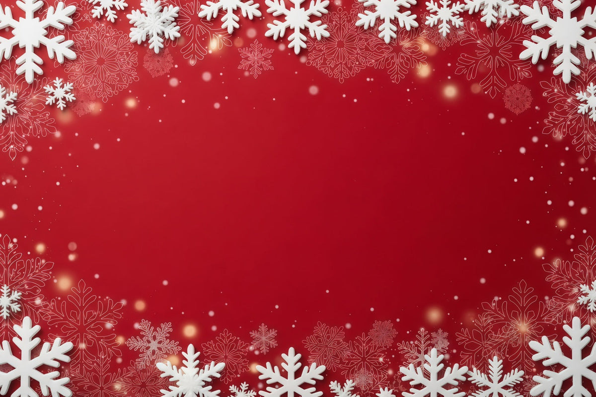 Fond De Noël Bordure Festive Flocons Rouges GQ610-118
