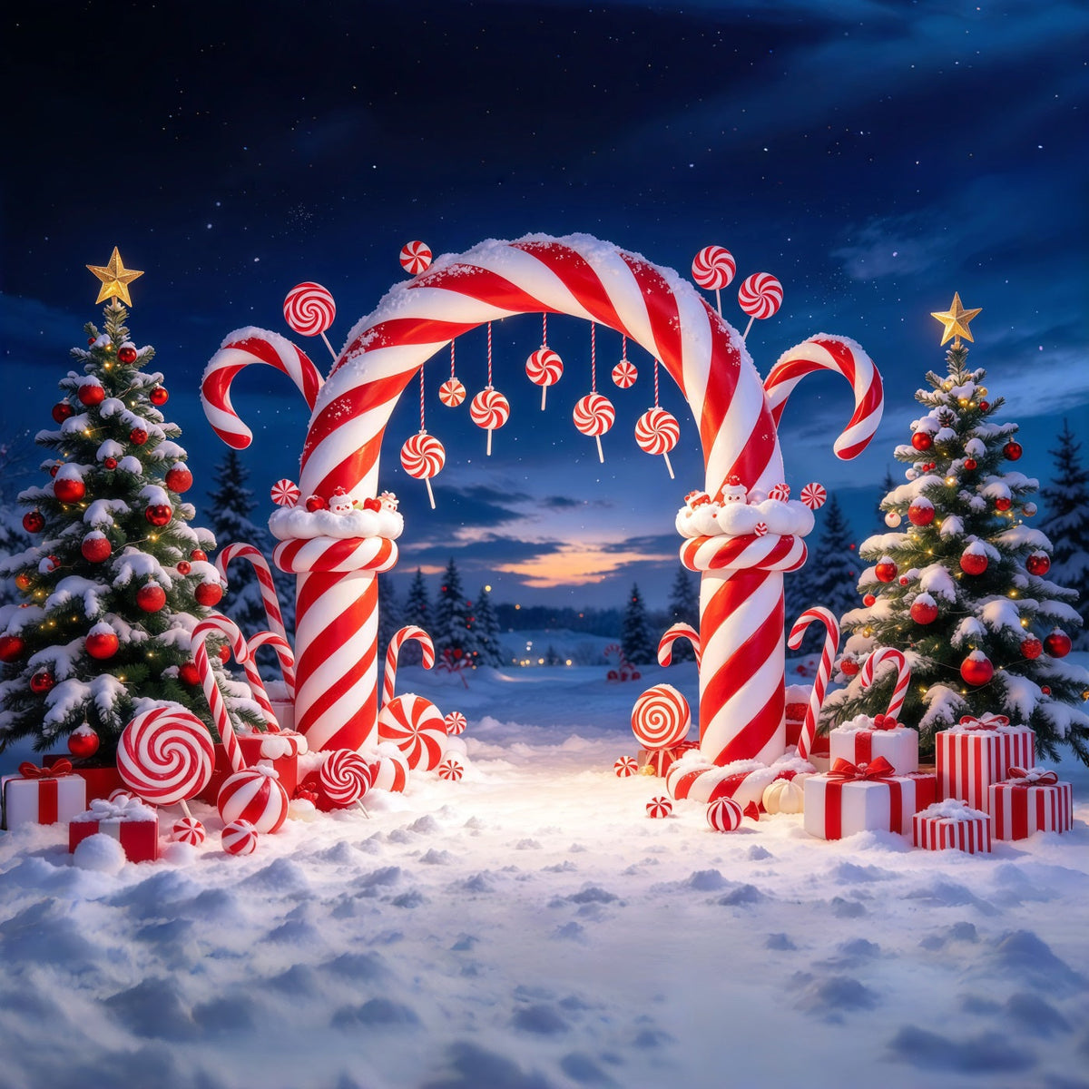 Fond De Noël Arche Pays Des Bonbons Menthe Poivrée GQ610-18