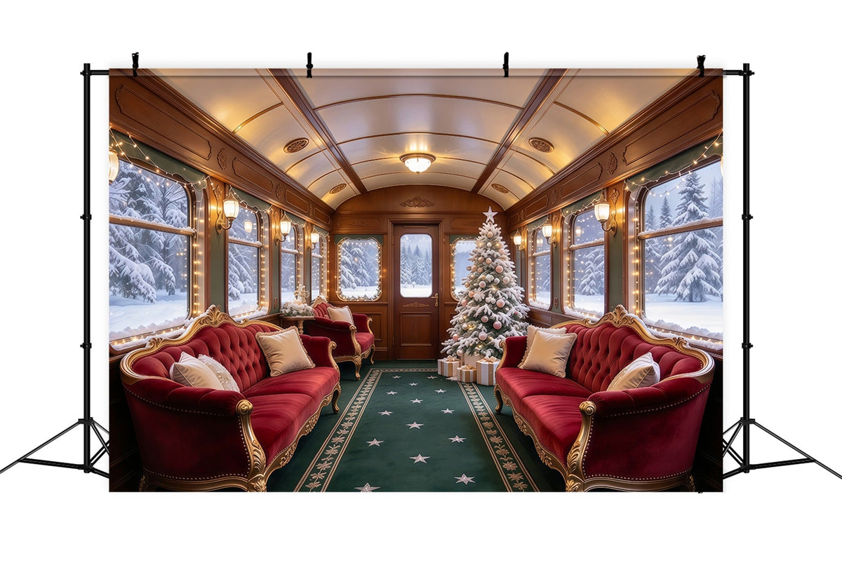 Fond Photo De Noël Salon Ferroviaire Velours Cramoisi GQ610-41