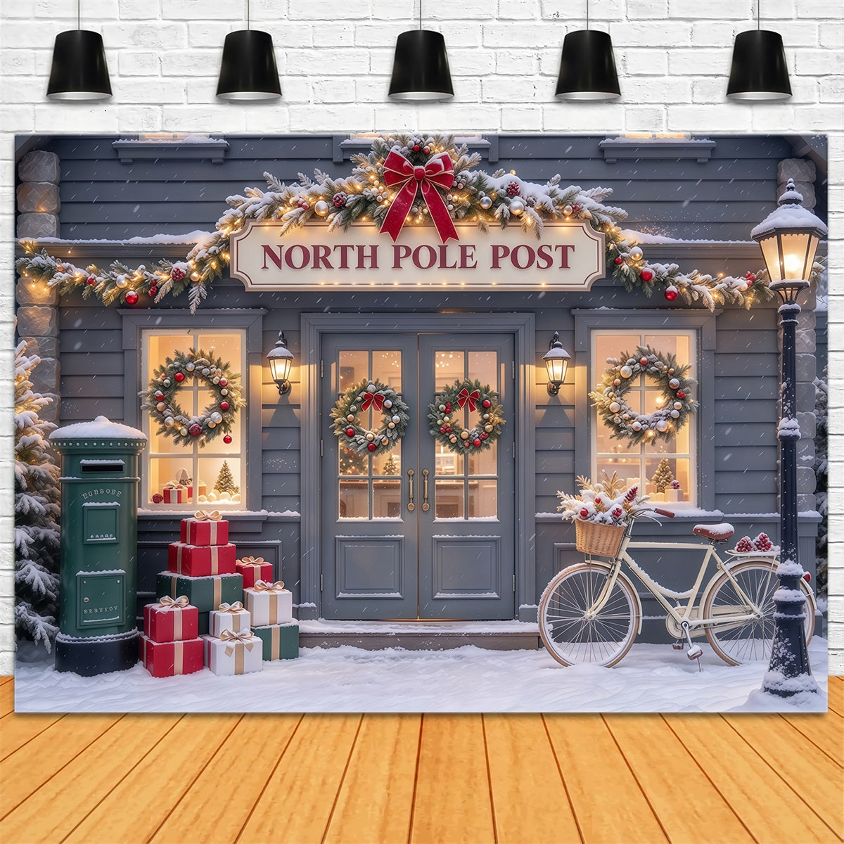 Fond Photo Pôle Nord Bureau De Poste Vélo Enneigé GQ610-43