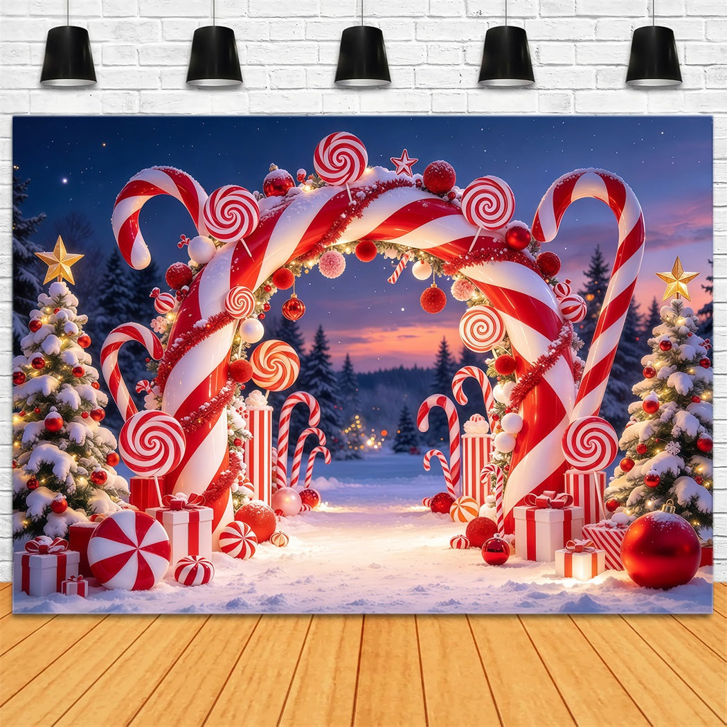 Fond De Noël Arche Pays Des Bonbons Enneigée GQ610-48