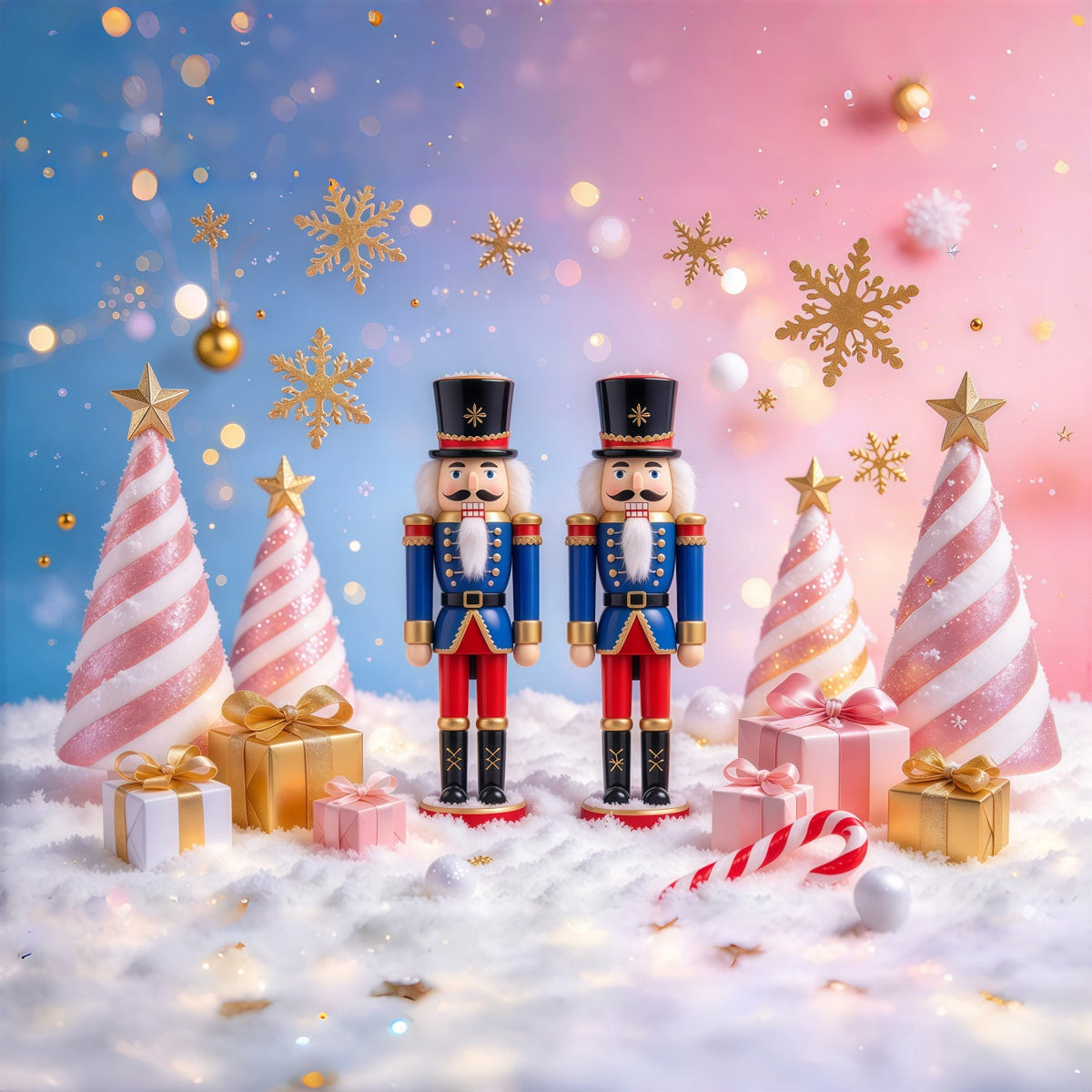 Fond Photo De Noël Sapins Bonbons Pastel Casse-Noisette GQ610-56