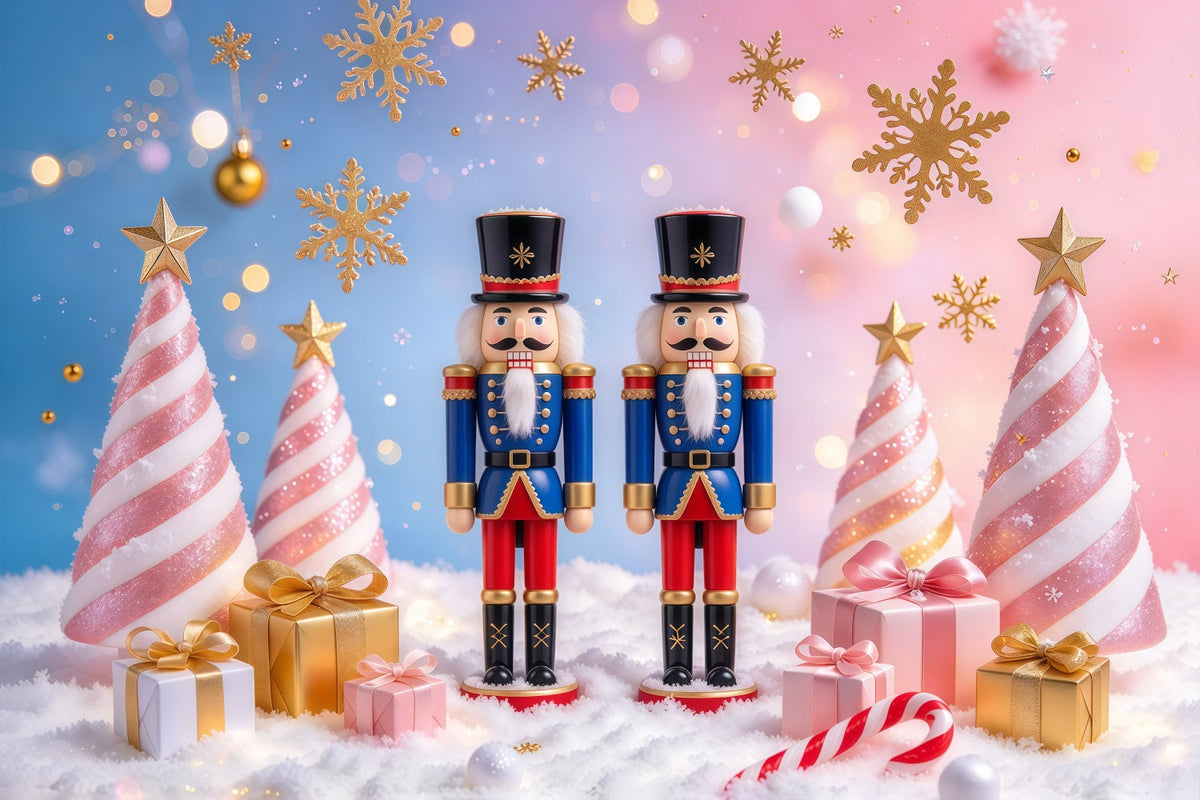 Fond Photo De Noël Sapins Bonbons Pastel Casse-Noisette GQ610-56