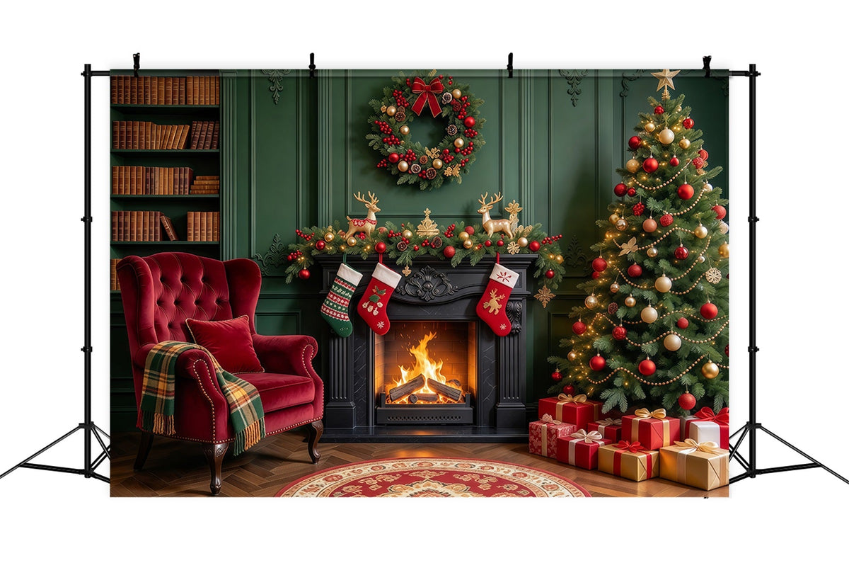Fond De Cheminée De Noël Salon Cheminée Émeraude Chaussettes GQ610-60