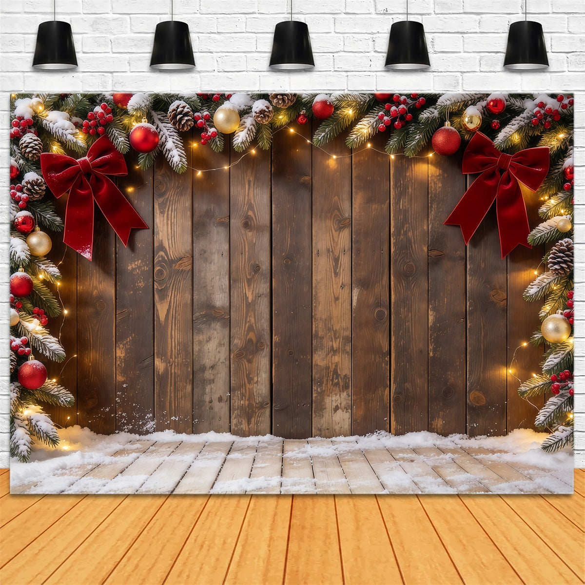 Fond De Noël Cadre Bois Rustique Nœud Ornement GQ610-66