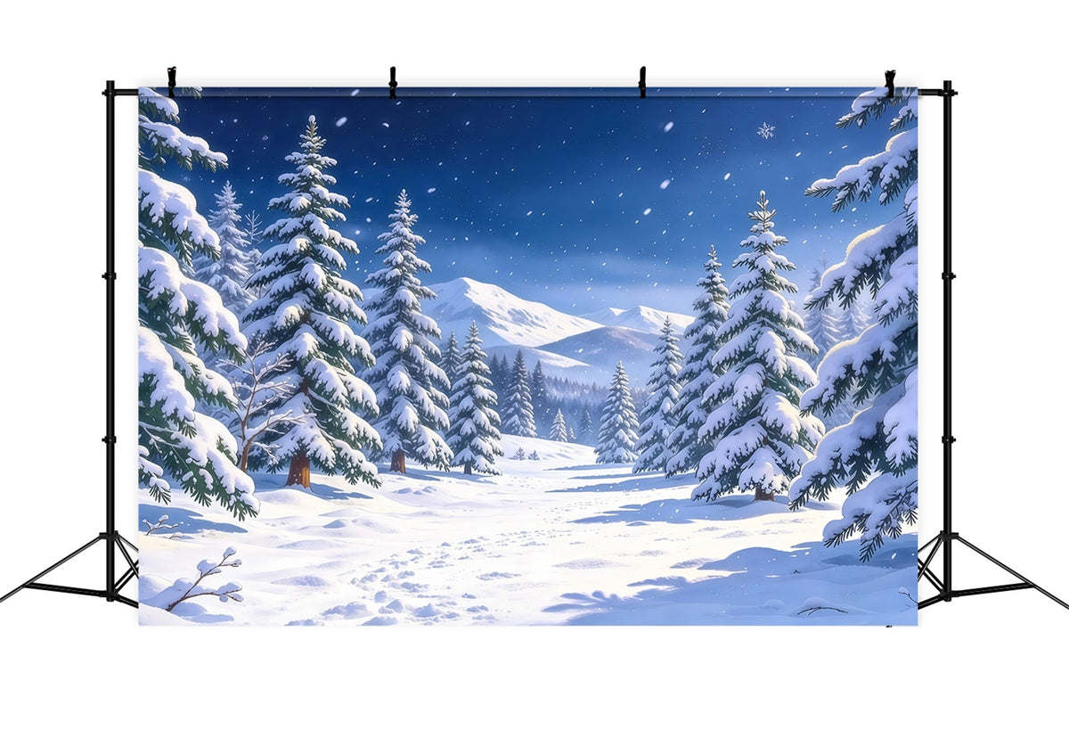 Fond Photo De Noël Vallée Montagneuse Sapins Enneigés GQ610-73