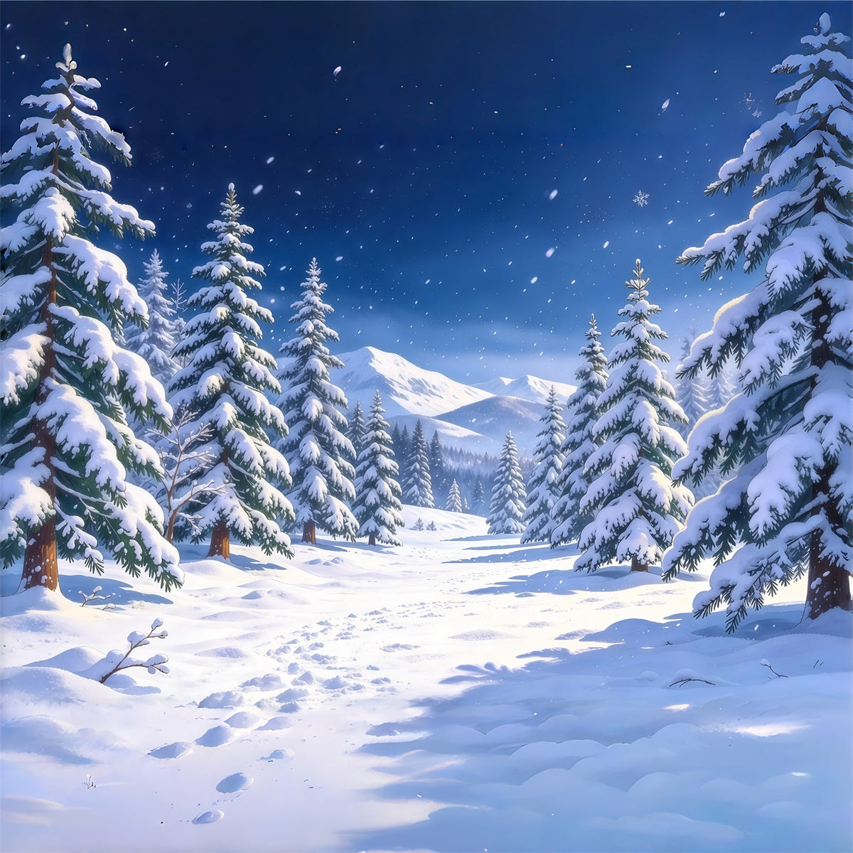 Fond Photo De Noël Vallée Montagneuse Sapins Enneigés GQ610-73
