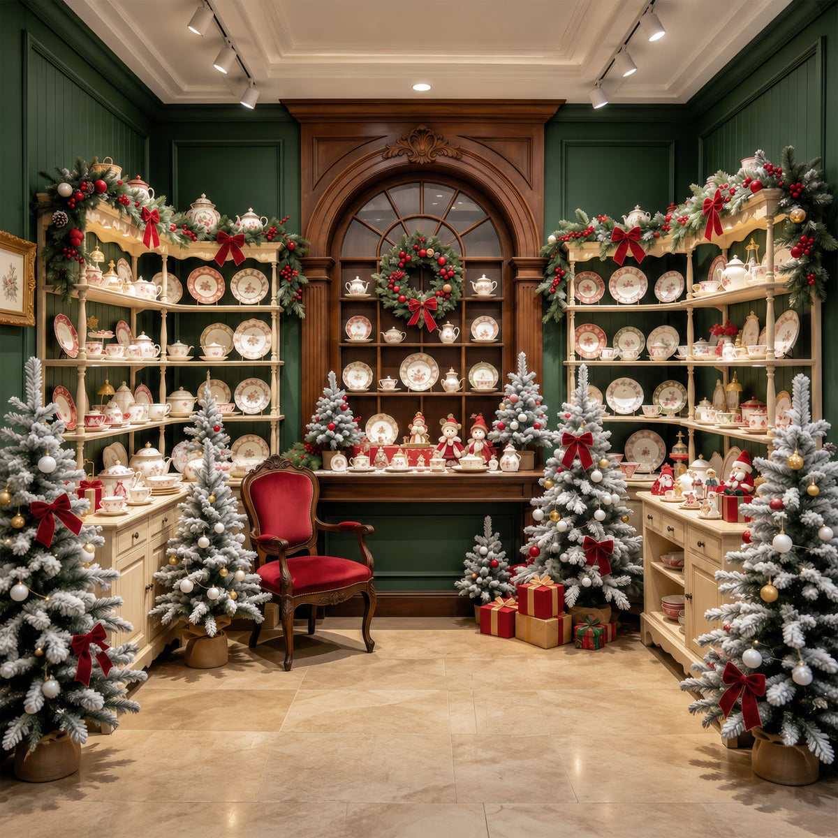 Fond Photo Père Noël Présentoir Armoire Porcelaine Festive GQ610-78