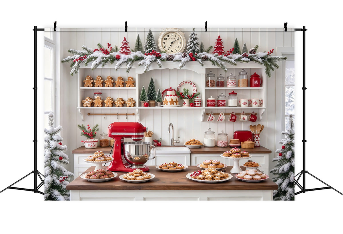 Fond De Noël Cuisine Blanche Préparation Biscuits Pain D'Épices GQ610-89