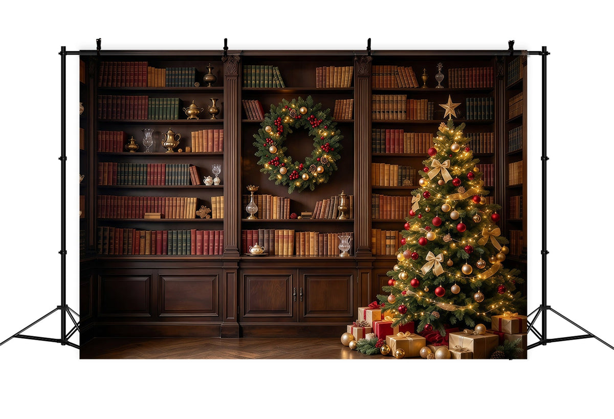 Fond De Noël Victorien Bibliothèque Classique Présentoir Sapin GQ610-98