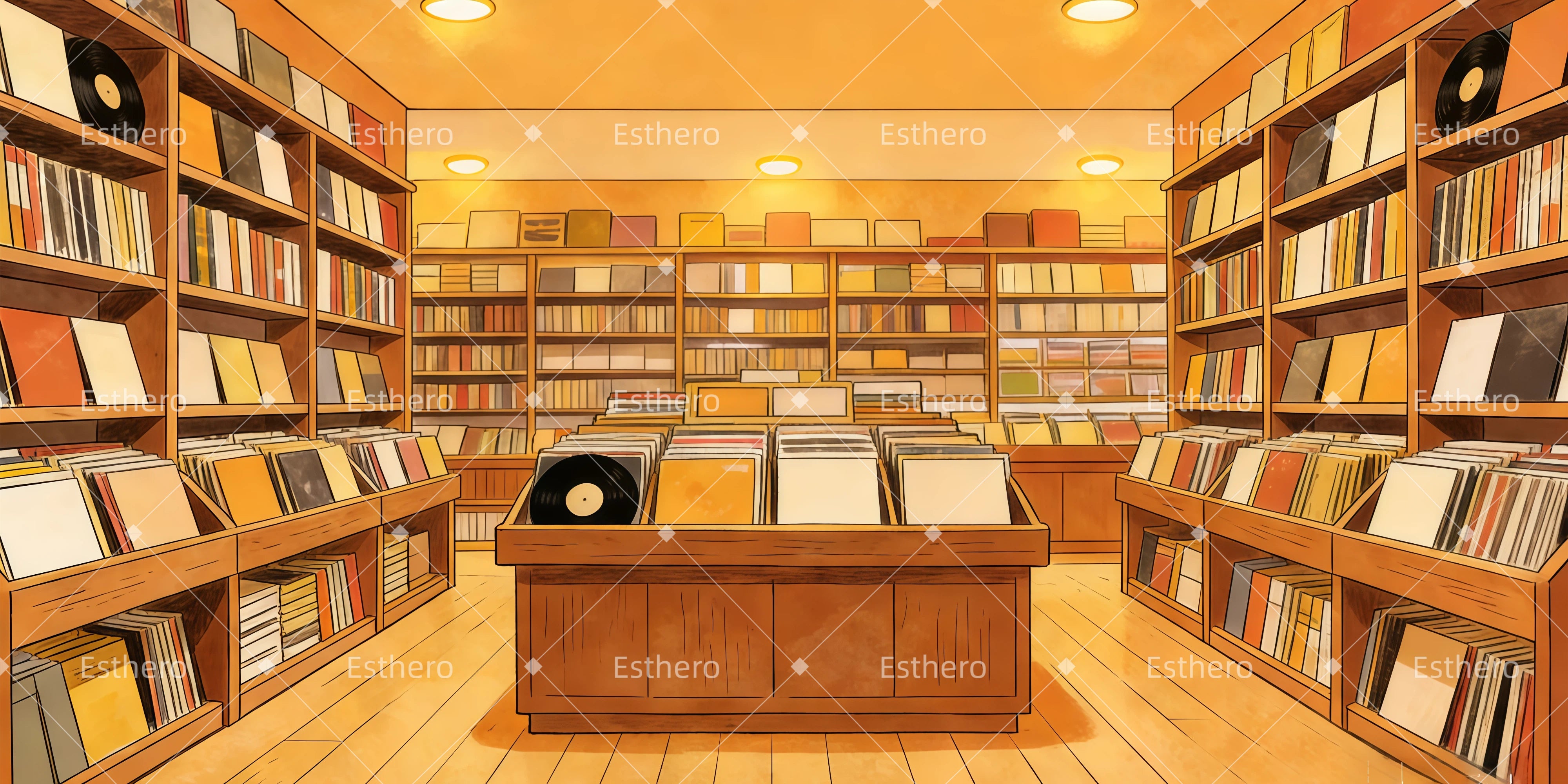 Fond de Scène Intérieur De Librairie GQ62-T48