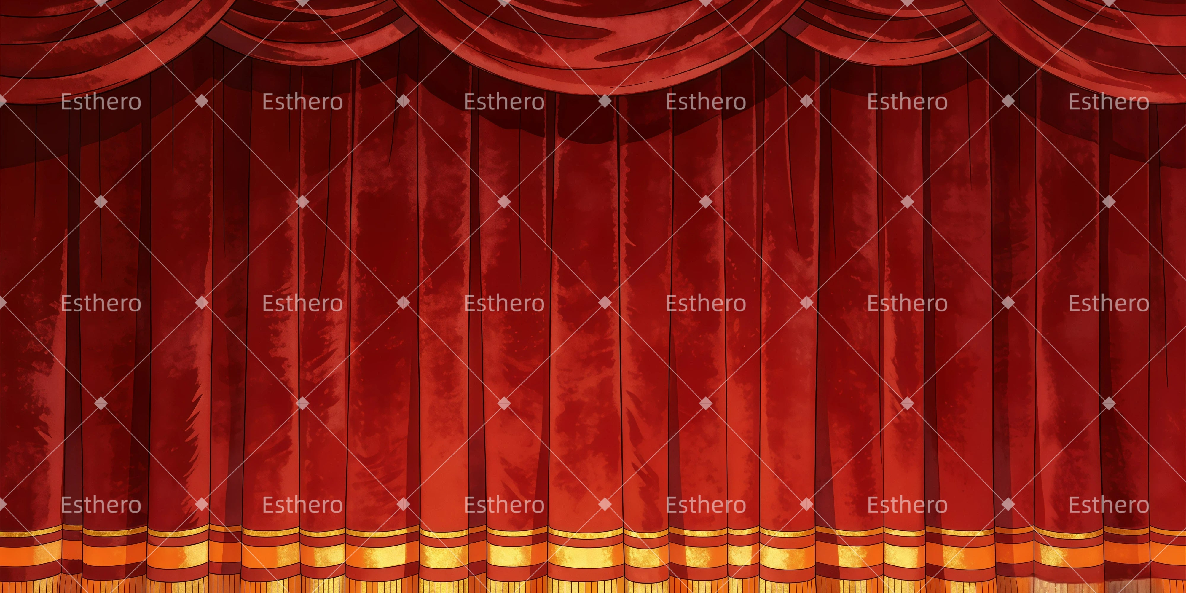 Fond de Scène Rideaux Rouges et Dorés GQ62-T10