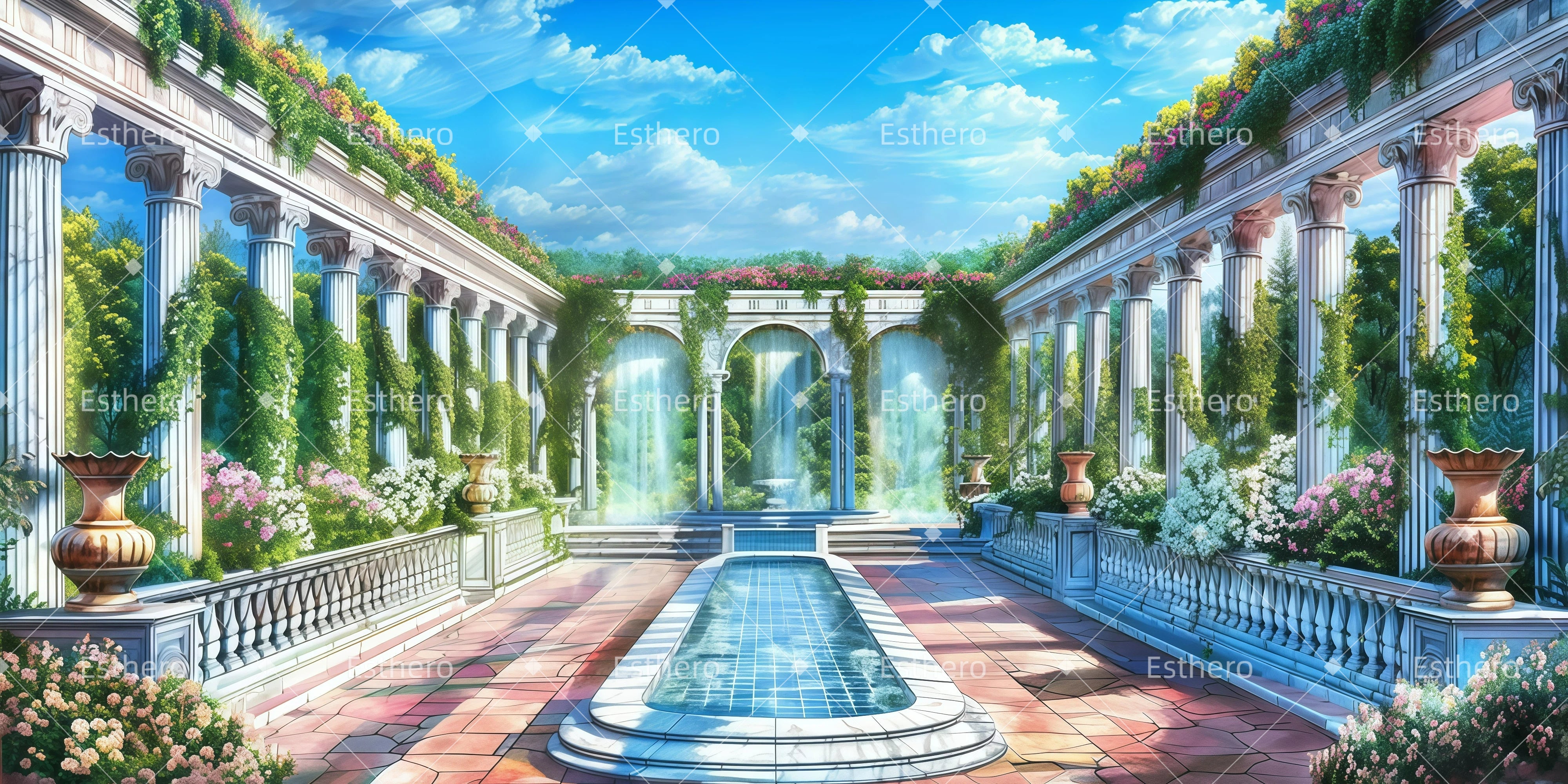 Fond de Scene Jardin Grec GQ62-T20