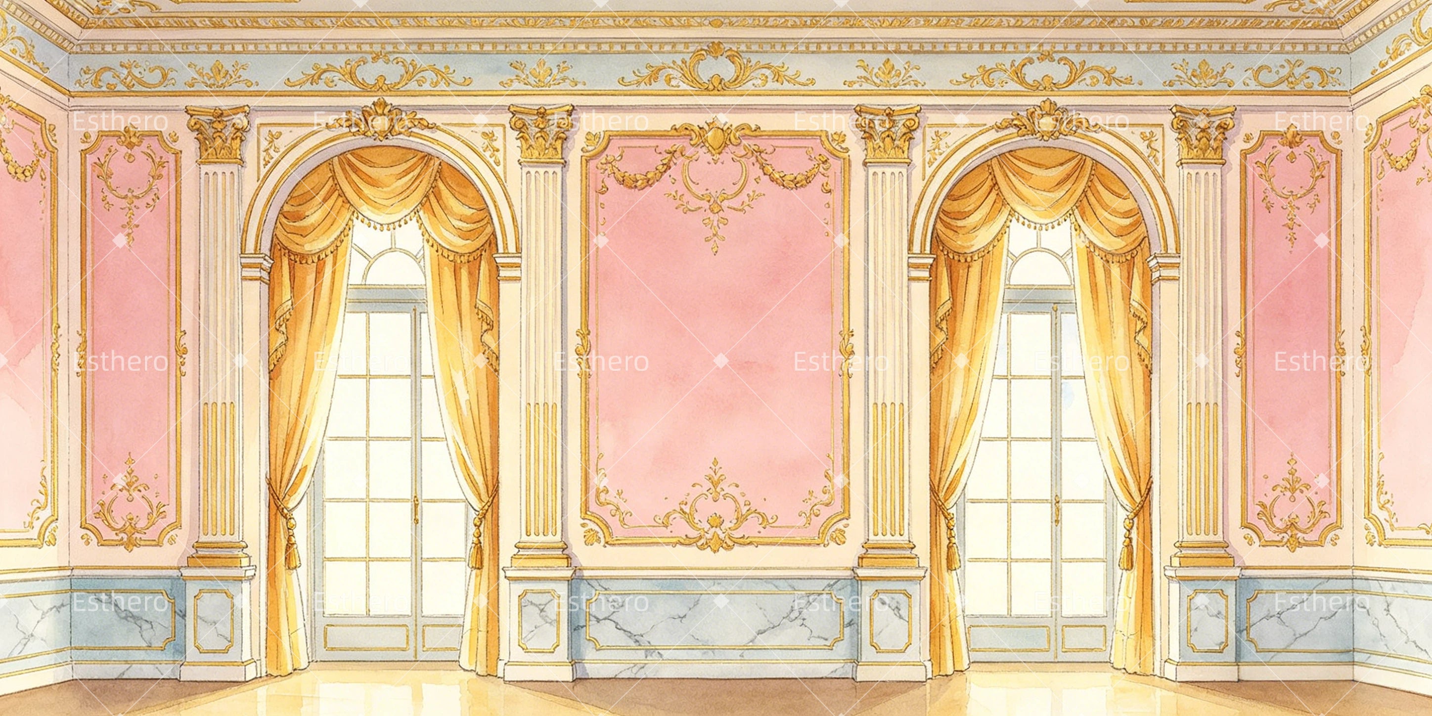 Performance Backdrops Elegant Banquet Hall Dance Stage Backdrop GQ65-T22