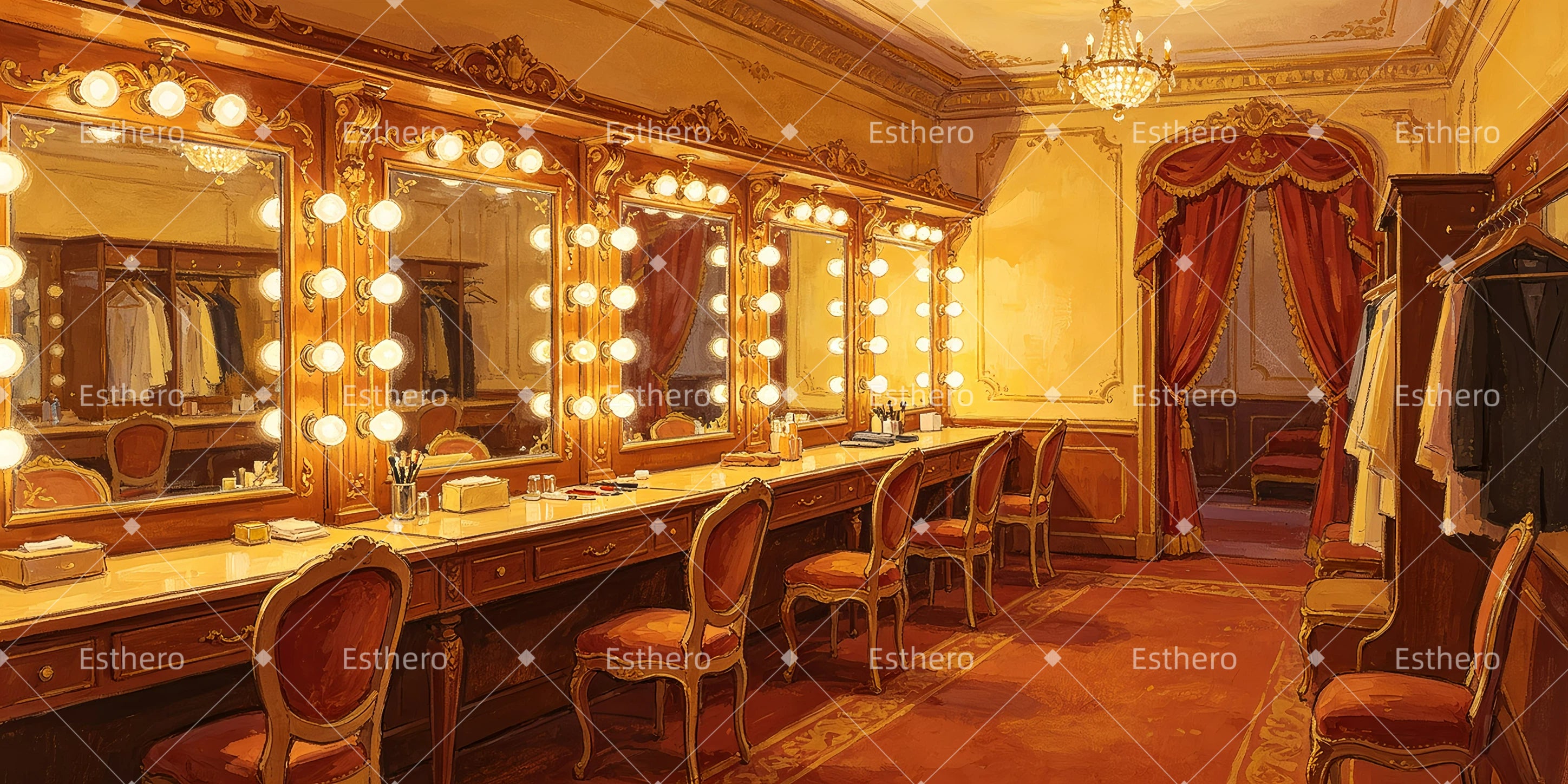 Toile de fond de loge théâtrale décor de scène professionnel GQ65-T77