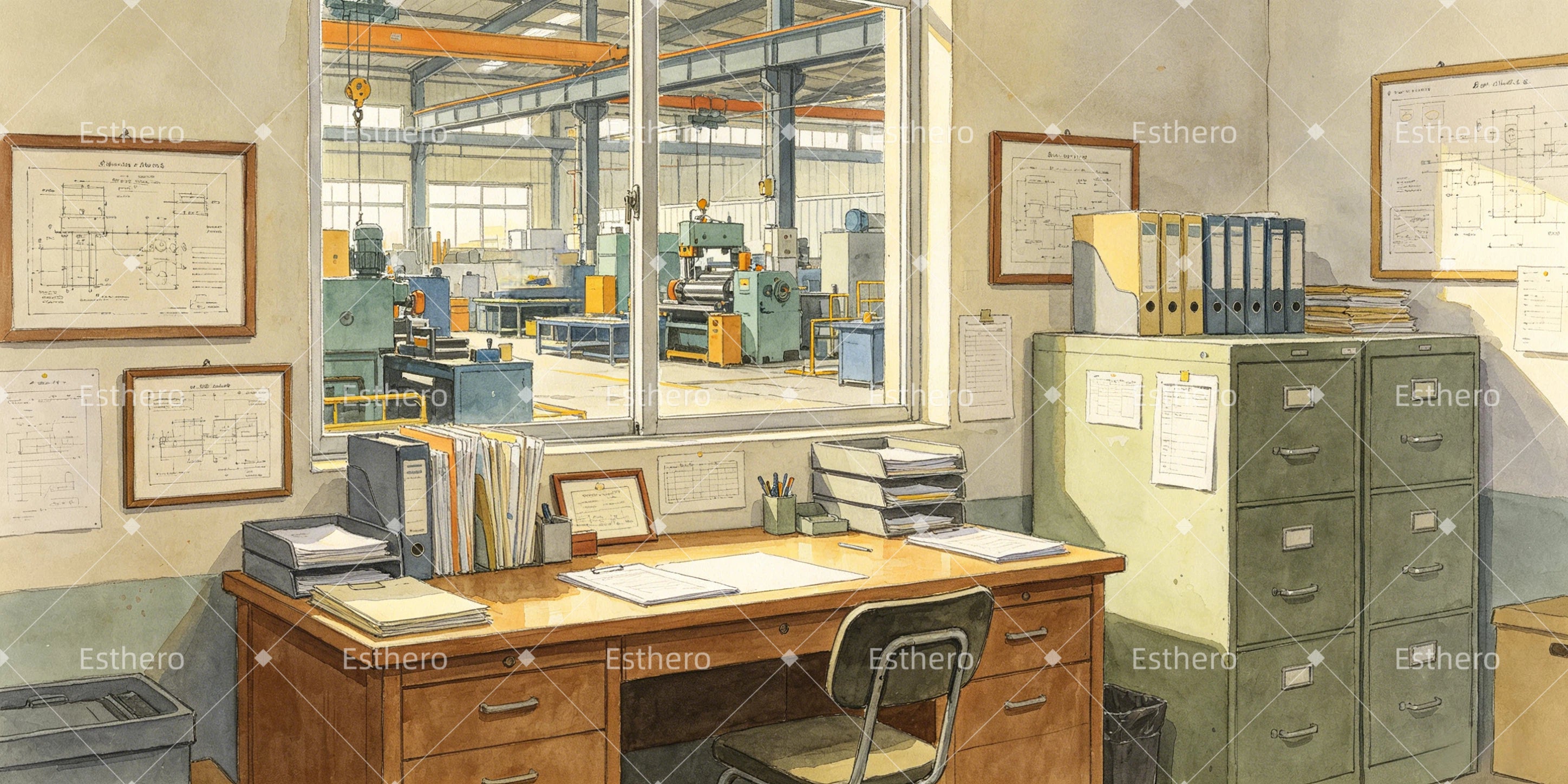 Toile de Fond Bureau de Charlie Décor de Théâtre Professionnel GQ66-T23