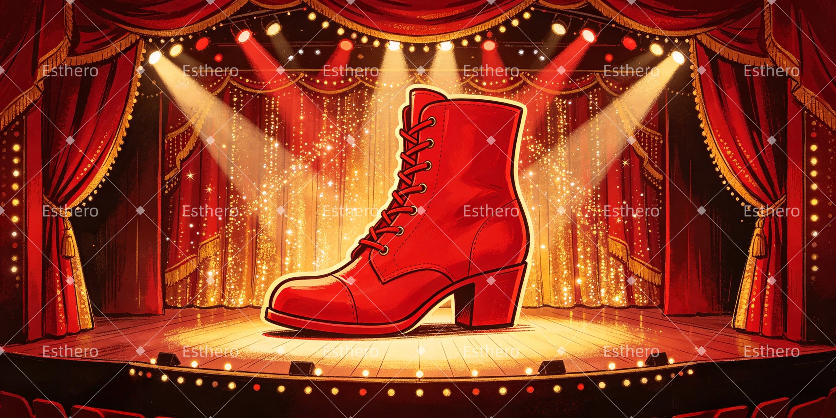 Décor de Théâtre Scène à la Botte Rouge Style Broadway GQ66-T30