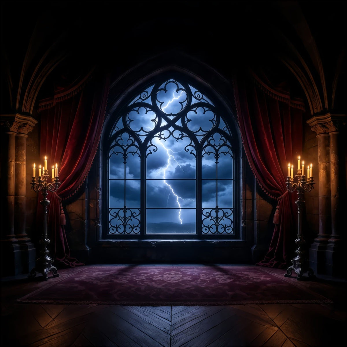 Décor De Vampire Fenêtre Gothique Éclair Chambre Décor D'Halloween 8X8 GQ67-102