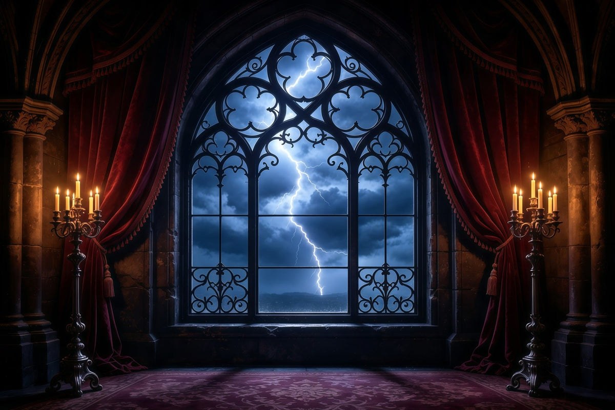 Décor De Vampire Fenêtre Gothique Éclair Chambre Décor D'Halloween 8X8 GQ67-102