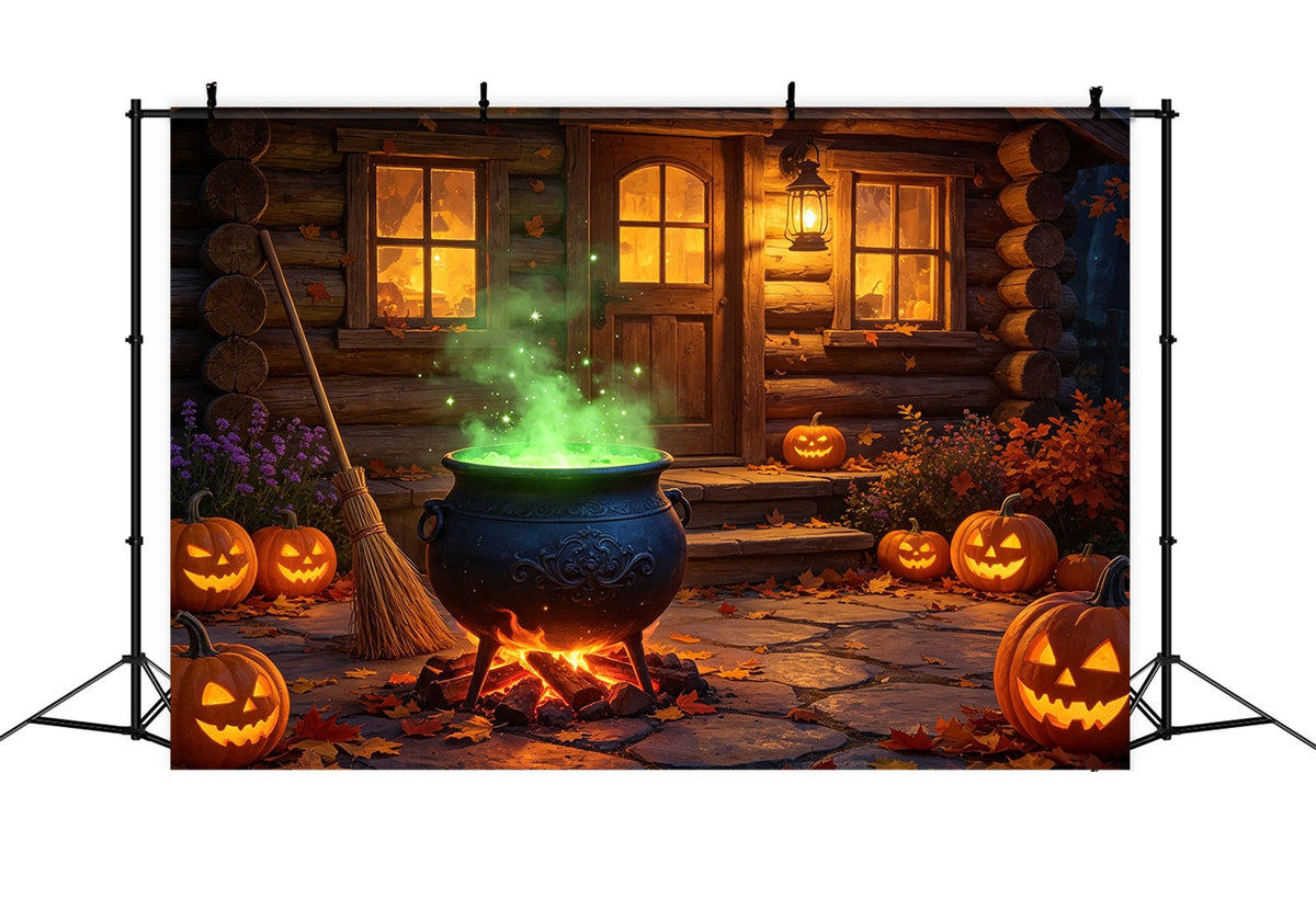 Bannière De Décor De Cuisine De Sorcière Chaudron Lumineux Porche De Cabane GQ67-113