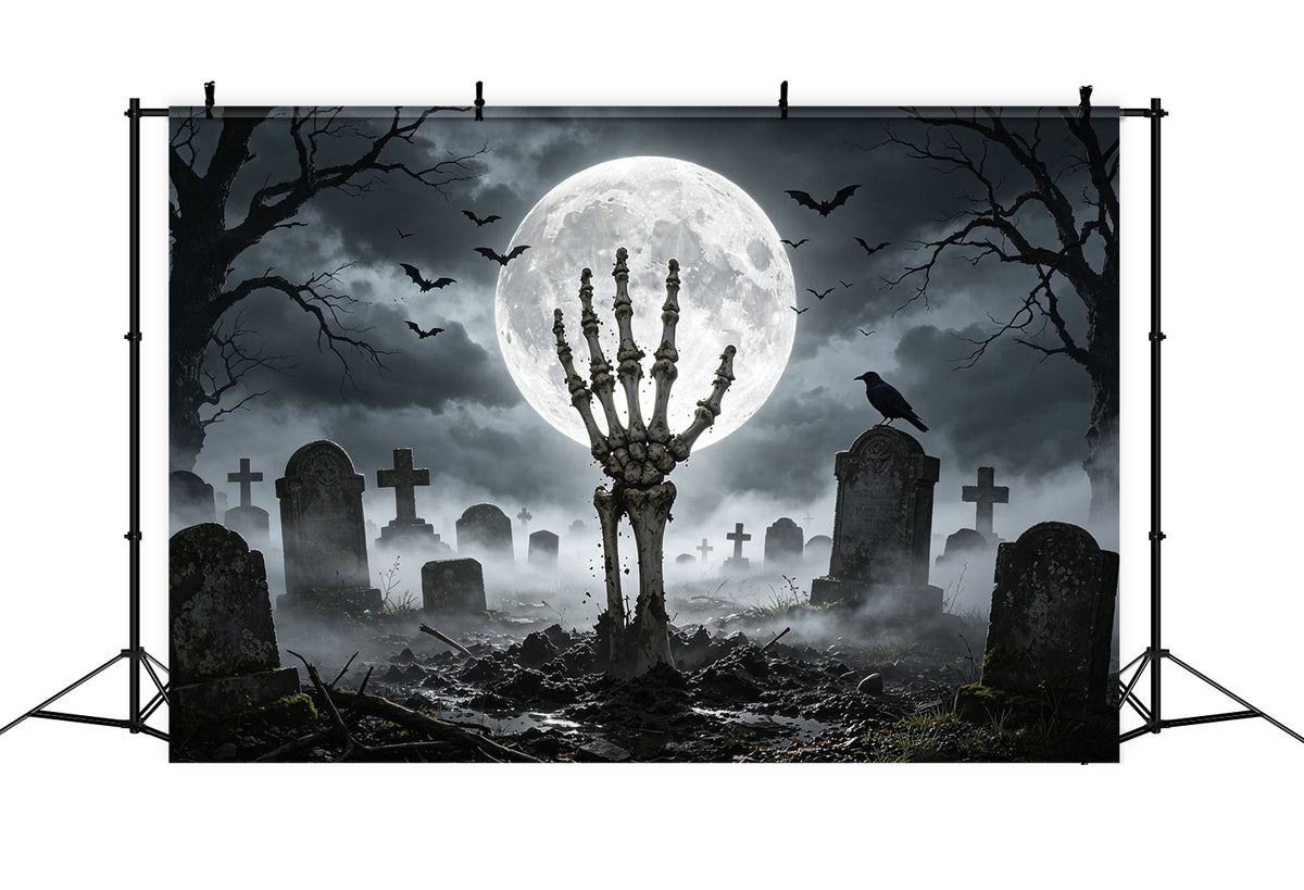 Décors De Cimetière D'Halloween Main De Squelette Au Clair De Lune Décors Effrayants GQ67-84