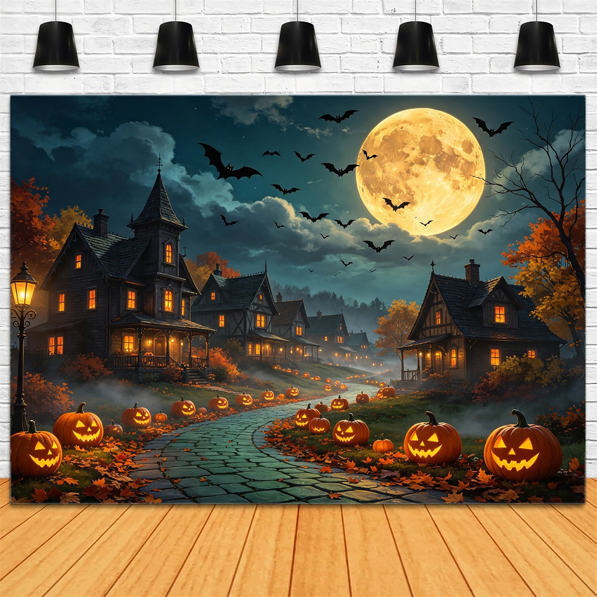 Décor De Village D'Halloween Chemin De Citrouilles Au Clair De Lune Décor D'Halloween À Faire Soi-Même GQ67-90