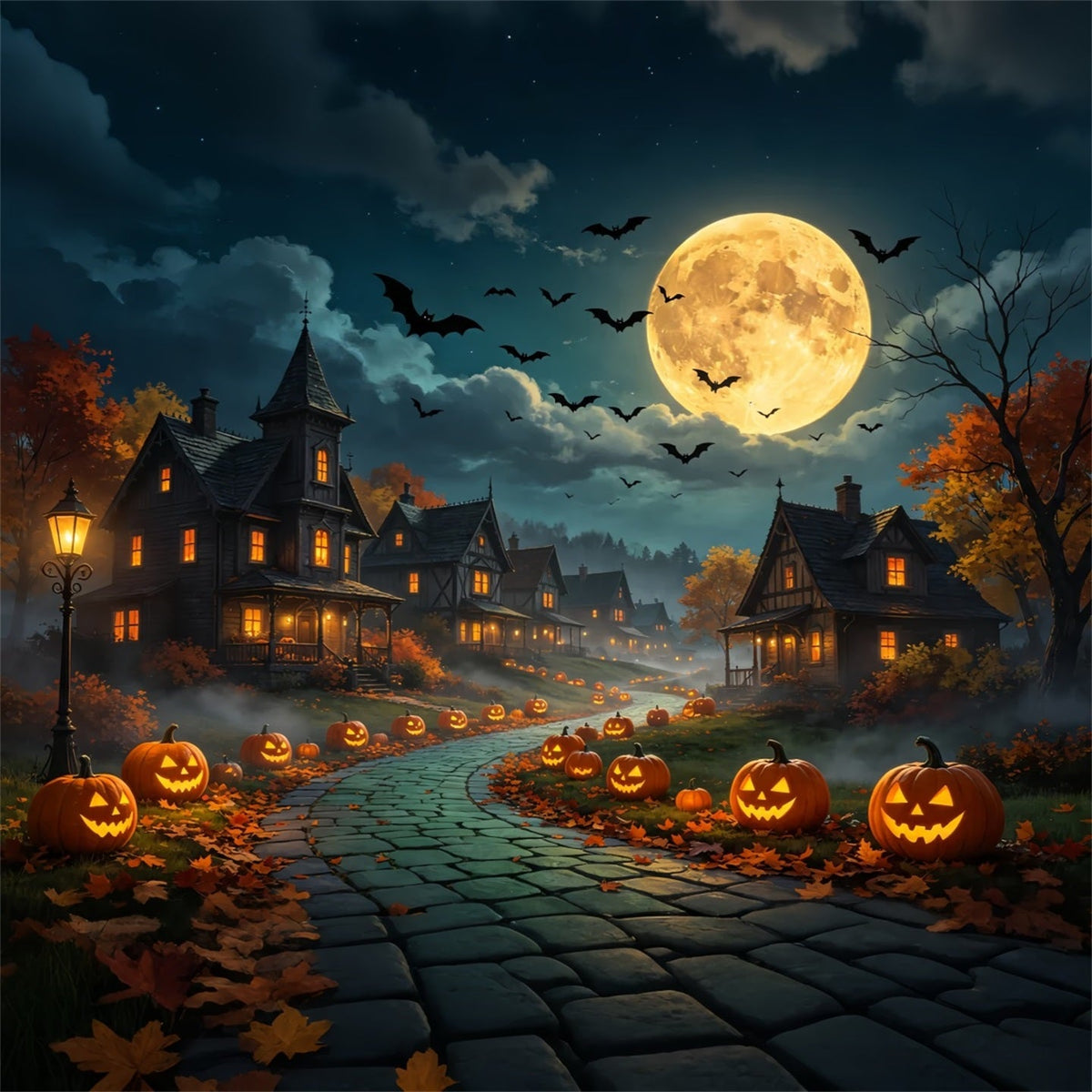 Décor De Village D'Halloween Chemin De Citrouilles Au Clair De Lune Décor D'Halloween À Faire Soi-Même GQ67-90