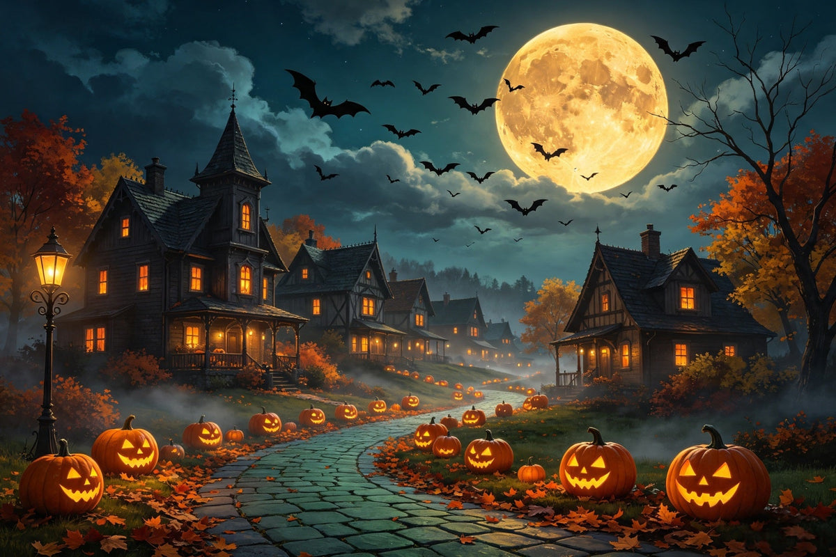 Décor De Village D'Halloween Chemin De Citrouilles Au Clair De Lune Décor D'Halloween À Faire Soi-Même GQ67-90