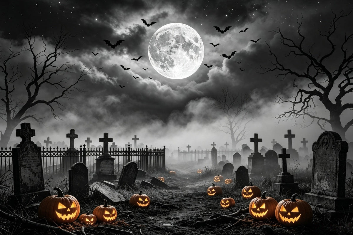 Décor De Tombe Citrouille Au Clair De Lune Chemin De Cimetière Décor De Magicien GQ67-95