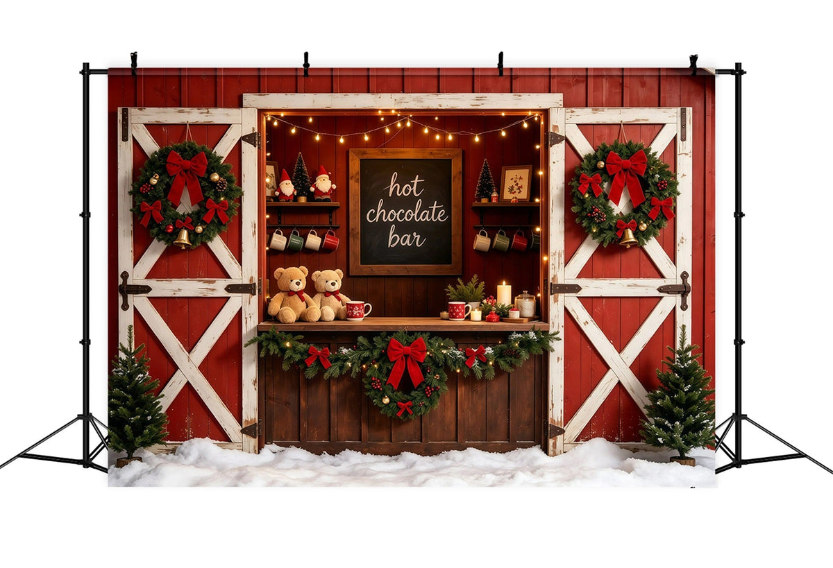Fond Rouge De Noël Barre De Chocolat Rustic Barn Décors De Studio De Noël GQ68-102
