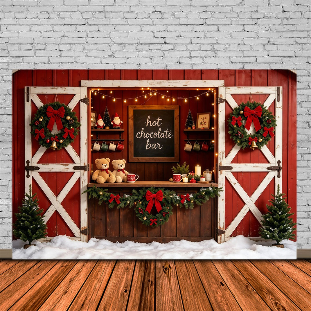Fond Rouge De Noël Barre De Chocolat Rustic Barn Décors De Studio De Noël GQ68-102