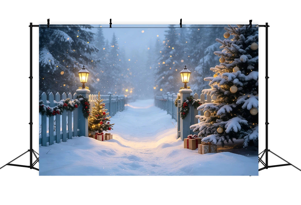 Décor De Noël Enneigé Chemin Enneigé Du Jardin Des Lanternes Décor Photo De Noël GQ68-105