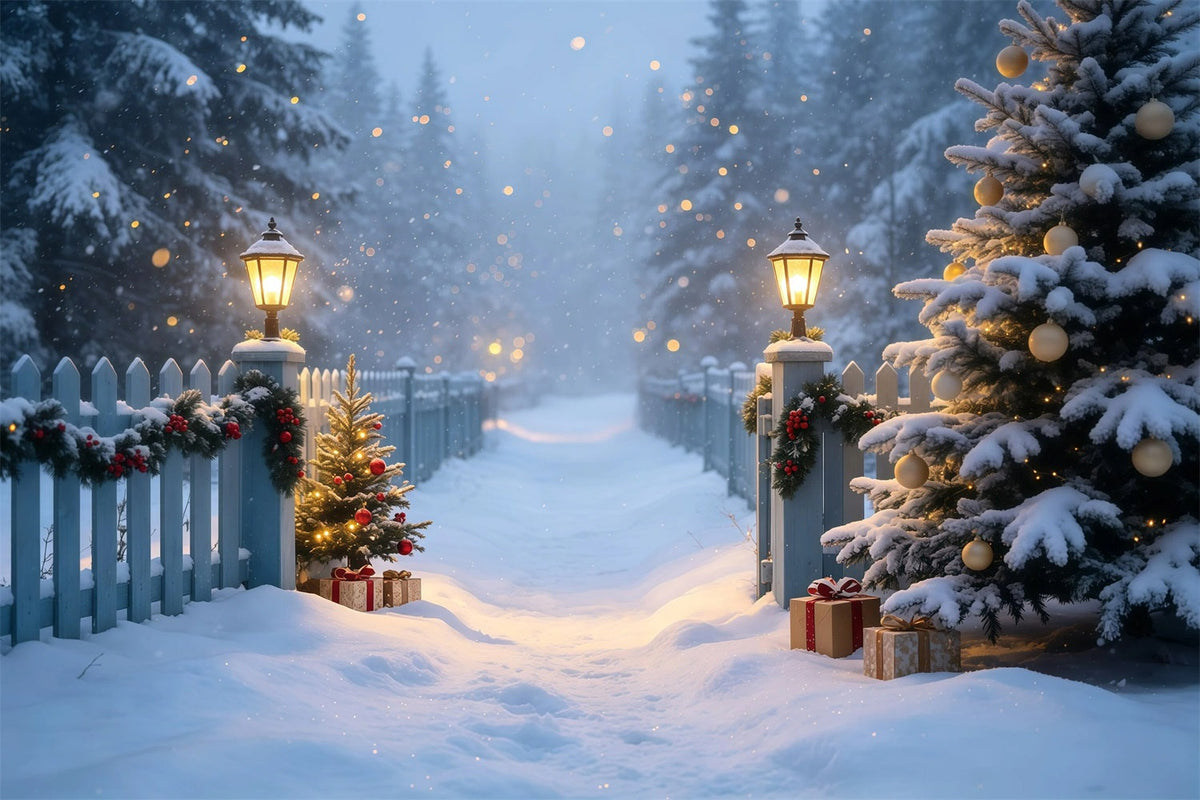 Décor De Noël Enneigé Chemin Enneigé Du Jardin Des Lanternes Décor Photo De Noël GQ68-105