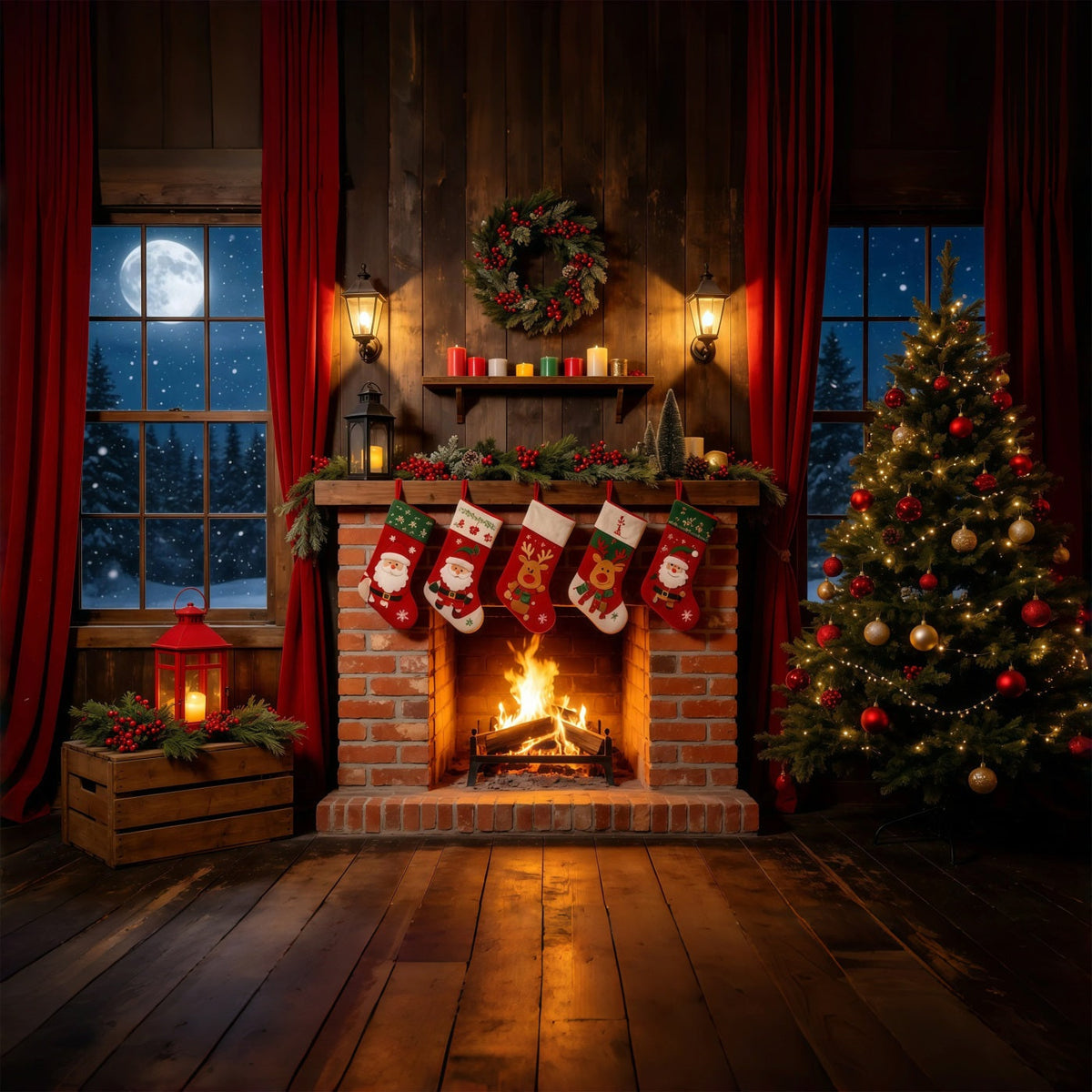 Décor De La Nuit De Noël Bas De Cheminée Rustiques Décors De Noël D'Intérieur GQ68-108