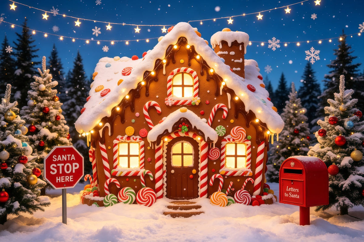 Décor De Noël En Pain D'Épice Forêt Enneigée De Candy Cottage Décors Photo De Noël GQ68-118