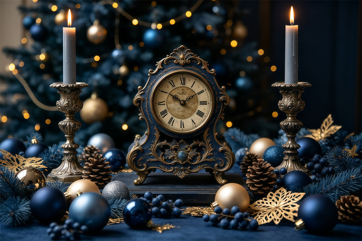 Décor De Noël Vintage Horloge Bleue À Bougie Idées De Décors De Noël GQ68-125