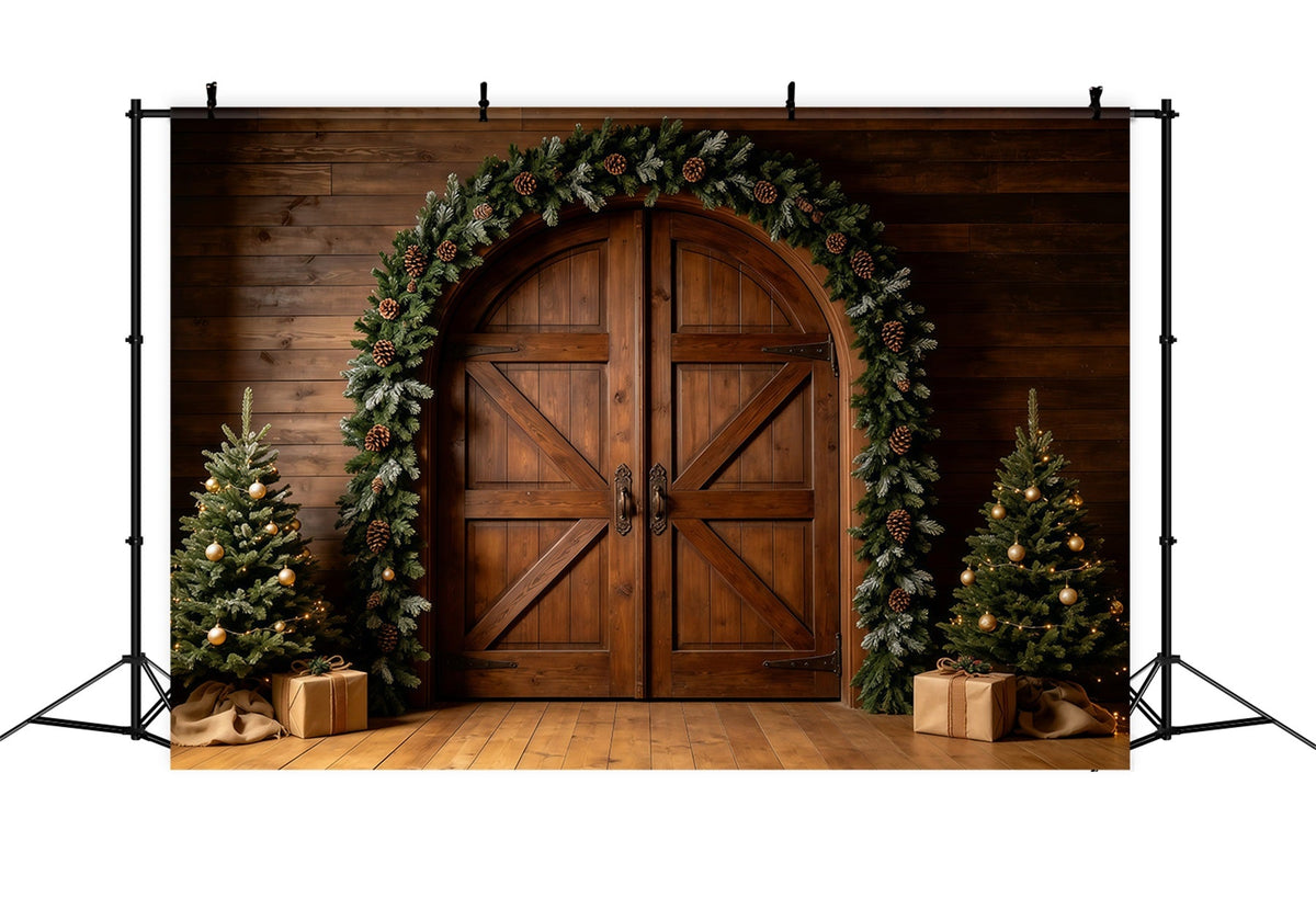 Décor De Porte De Grange De Noël Guirlande De Porte Rustique En Bois Grand Décor De Noël GQ68-127