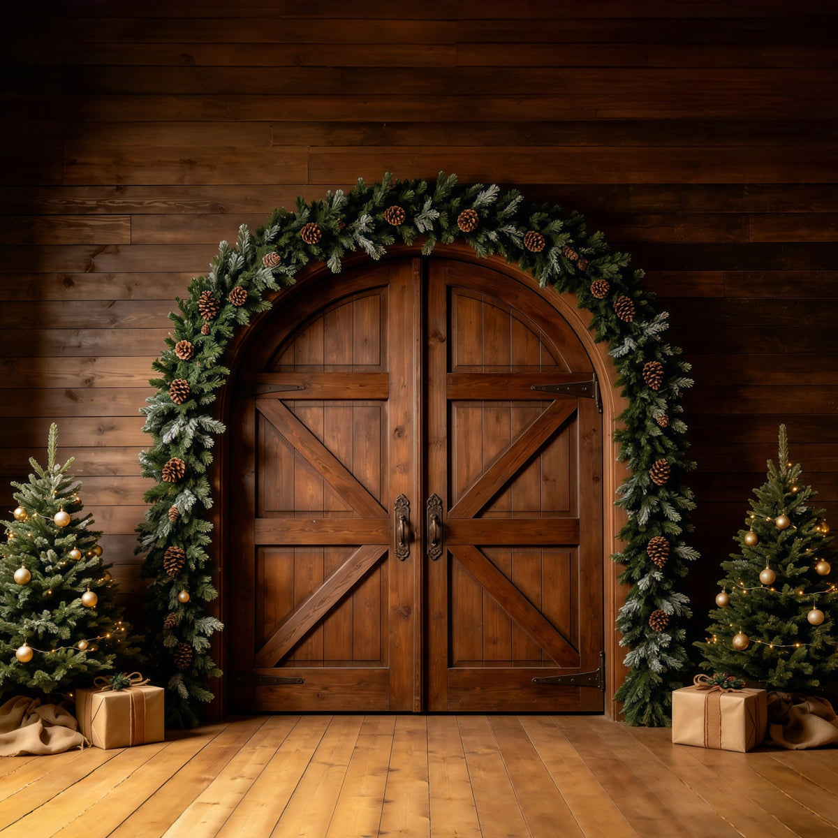 Décor De Porte De Grange De Noël Guirlande De Porte Rustique En Bois Grand Décor De Noël GQ68-127