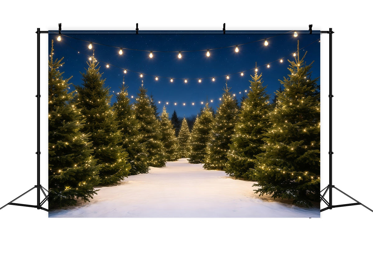 Décor De Ferme De Sapins De Noël Chemin Lumineux Du Pin Enneigé Décors De Noël GQ68-132