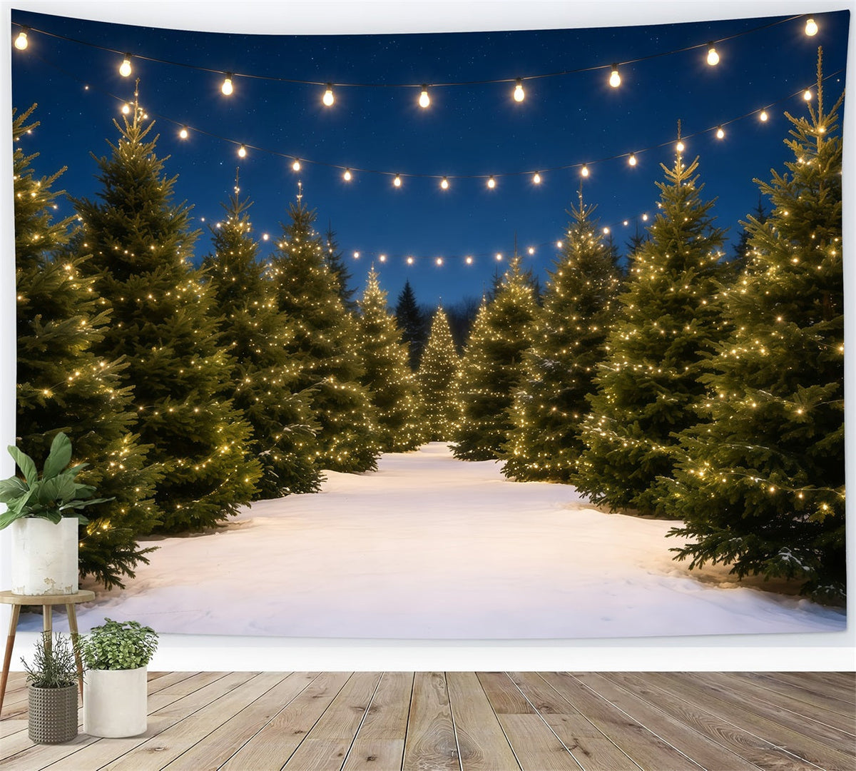 Décor De Ferme De Sapins De Noël Chemin Lumineux Du Pin Enneigé Décors De Noël GQ68-132