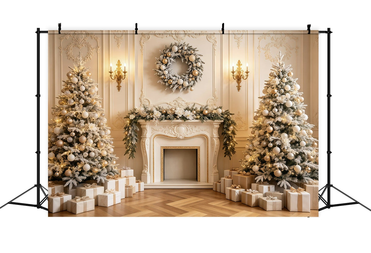 Décor De Cheminée Pour Noël Décoration De Cheminée Dorée Et Chaleureuse Décor De Noël Intérieur GQ68-135