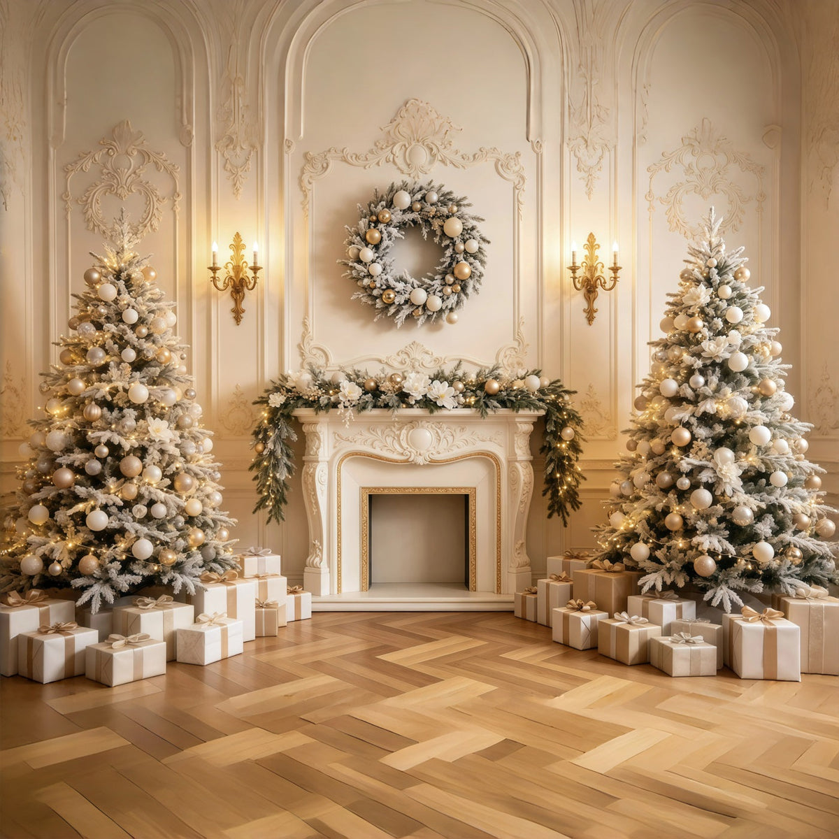 Décor De Cheminée Pour Noël Décoration De Cheminée Dorée Et Chaleureuse Décor De Noël Intérieur GQ68-135