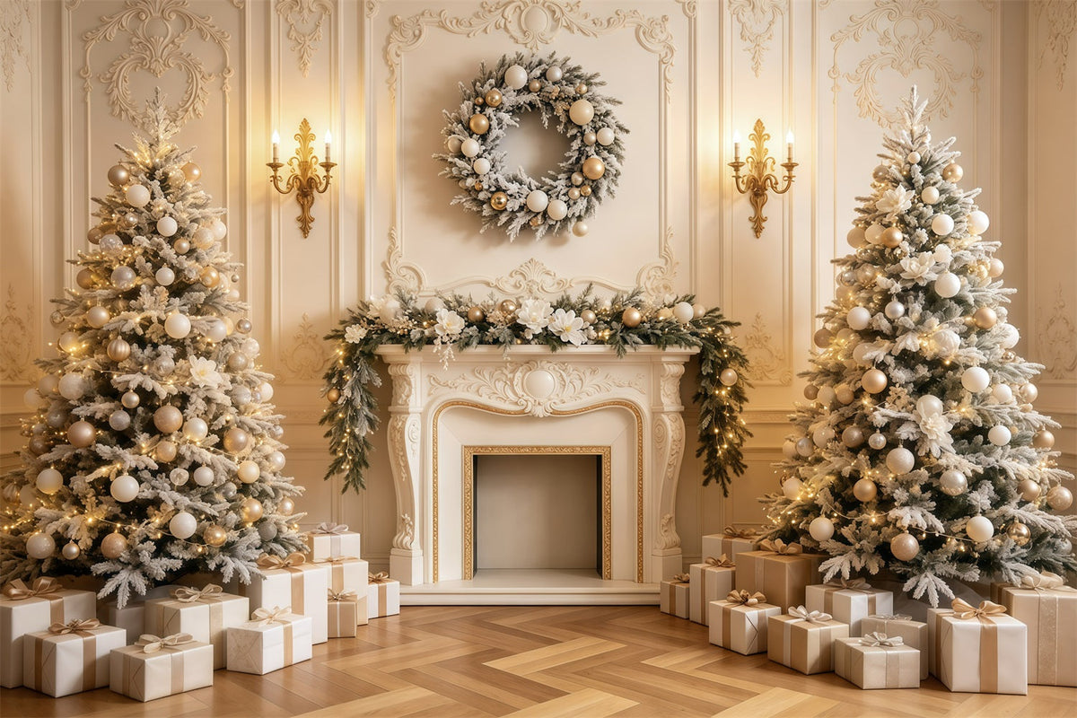 Décor De Cheminée Pour Noël Décoration De Cheminée Dorée Et Chaleureuse Décor De Noël Intérieur GQ68-135
